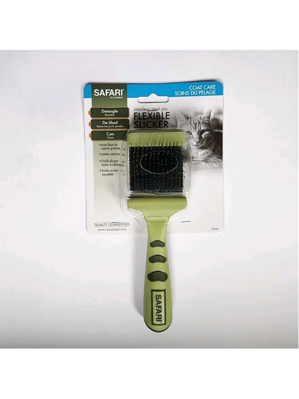 Safari by Coastal Cat Flexible Slicker Brush Stainless Steel Pins Green W426 NEW